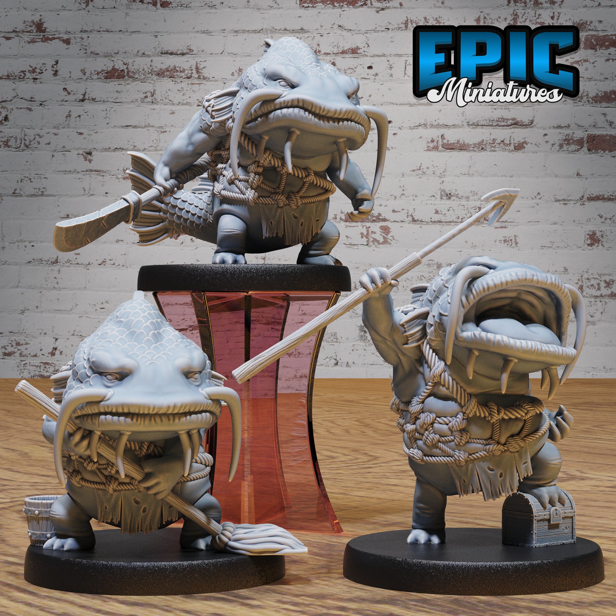 Catfish Folk Set / Fish Tribe Warrior / Underwater Fighter / Sea Creature / Underwater Animal Beast / Water Predator / Humanoid Evil Swimmer / Aqua Monster / River War Army / Ocean Encounter